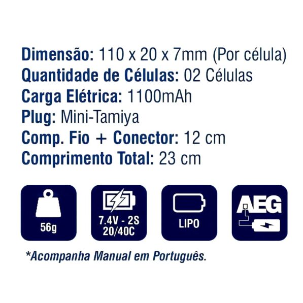 Bateria LiPO 7.4v 1100mAh/20c - Leão